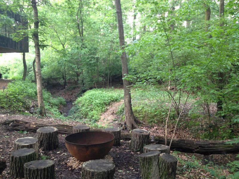 Zen Sculptural Fire Pit In A Rustic Setting In Olivette, MO