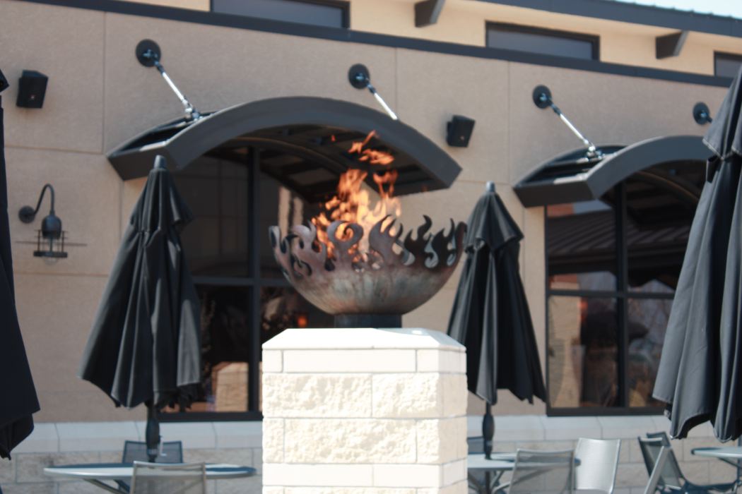 Fire Sculptural Fire Pit at Brick Oven Courtyard Grille Topeka, KS