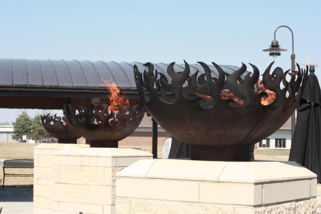 Fire Sculptural Fire Pit at Brick Oven Courtyard Grille Topeka, KS