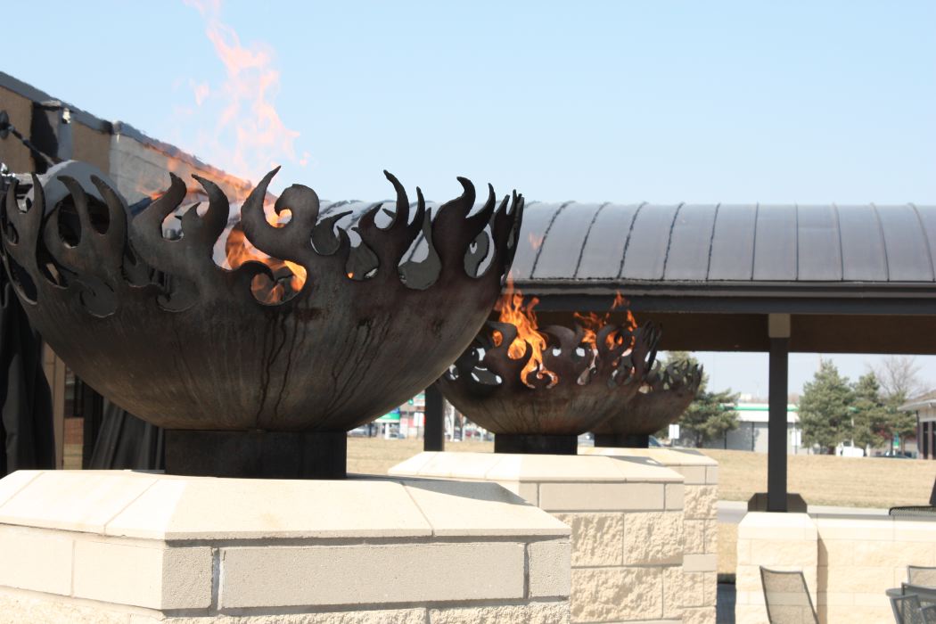 Fire Sculptural Fire Pit at Brick Oven Courtyard Grille Topeka, KS