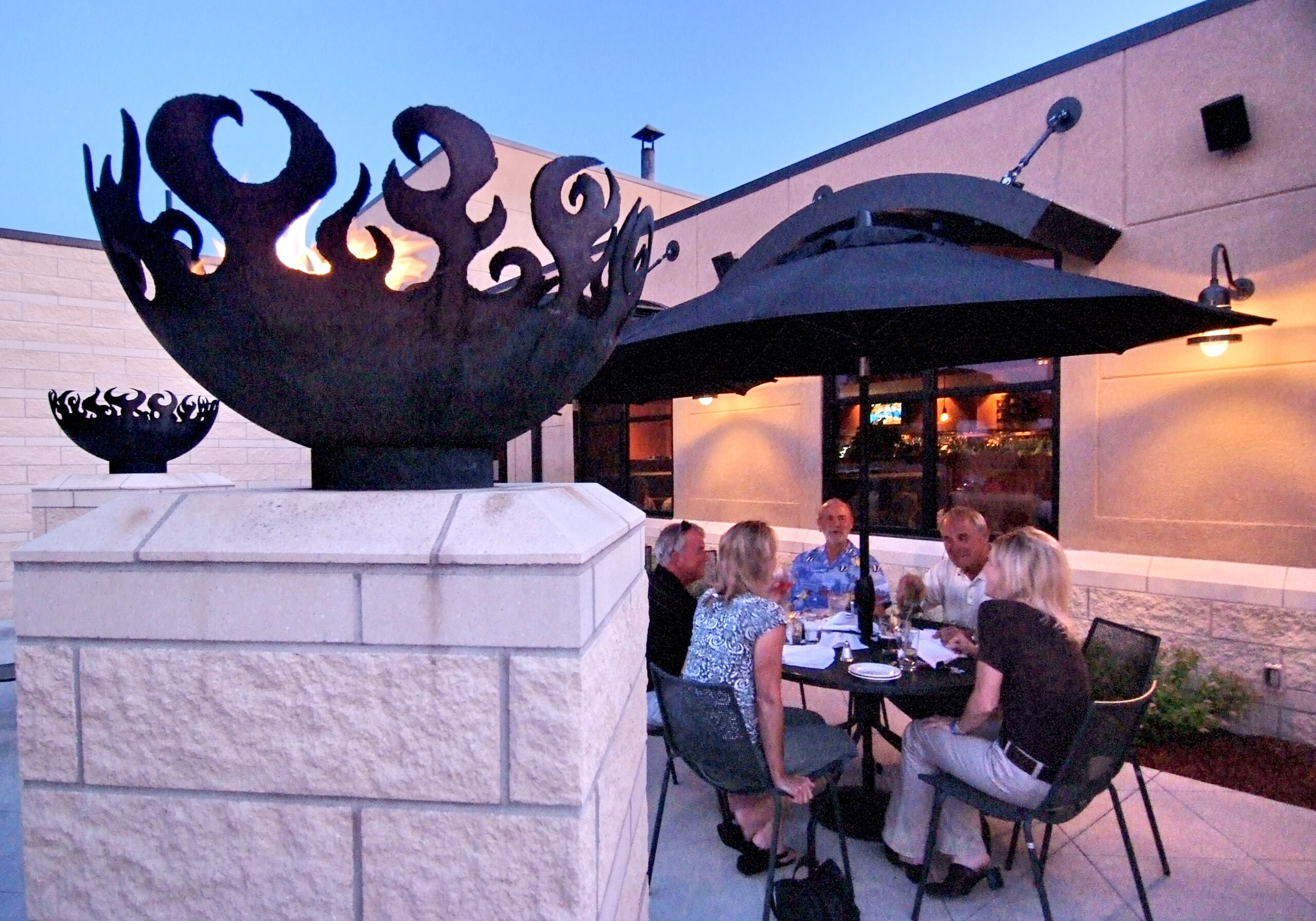 Fire Sculptural Fire Pit at Brick Oven Courtyard Grille Topeka, KS