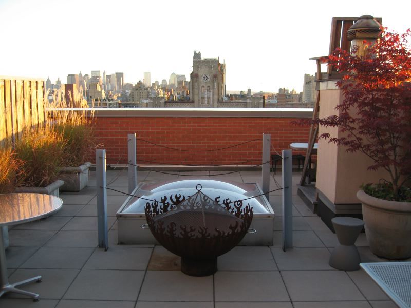 Fire Sculptural Fire Pit on manhattan rooftop garden