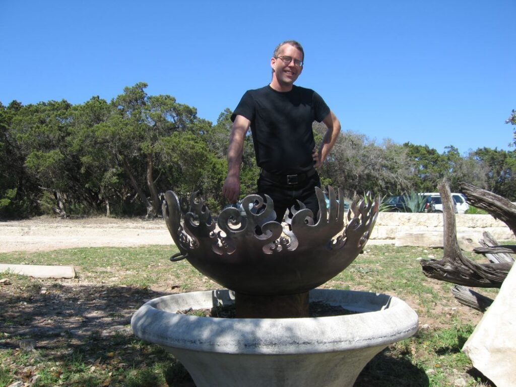 Fire Sculptural Fire Pit at Wizard Academy, Austin, Texas