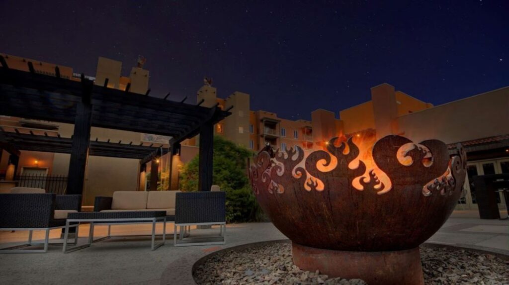 Fire Sculptural Fire Pit at Spirit Ridge Vineyard Resort & Spa, Osoyoos, BC