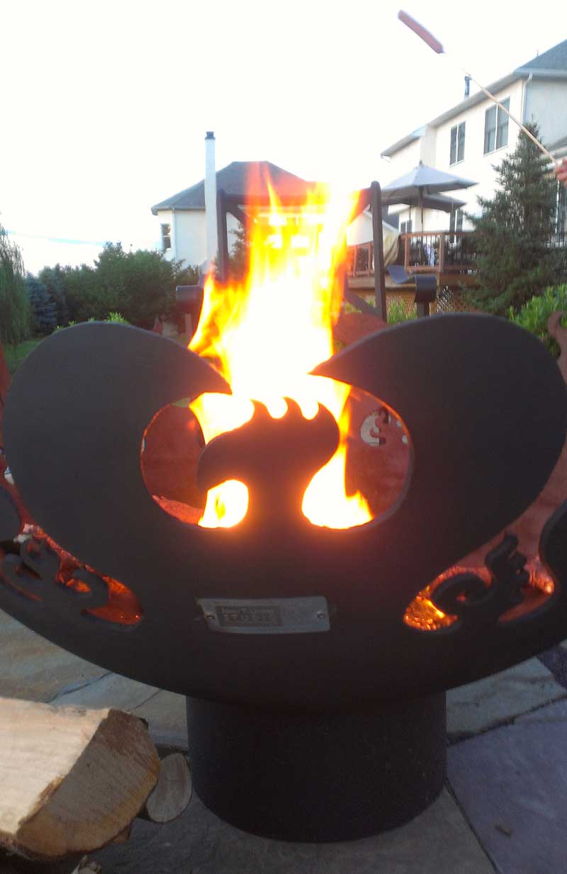 Fire Sculptural Fire Pit customized with Double Phoenix