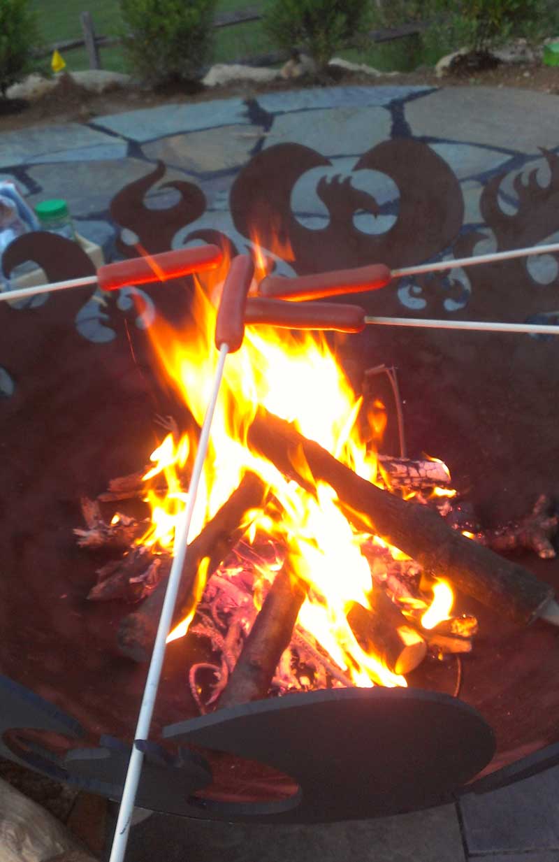 Fire Sculptural Fire Pit customized with Double Phoenix