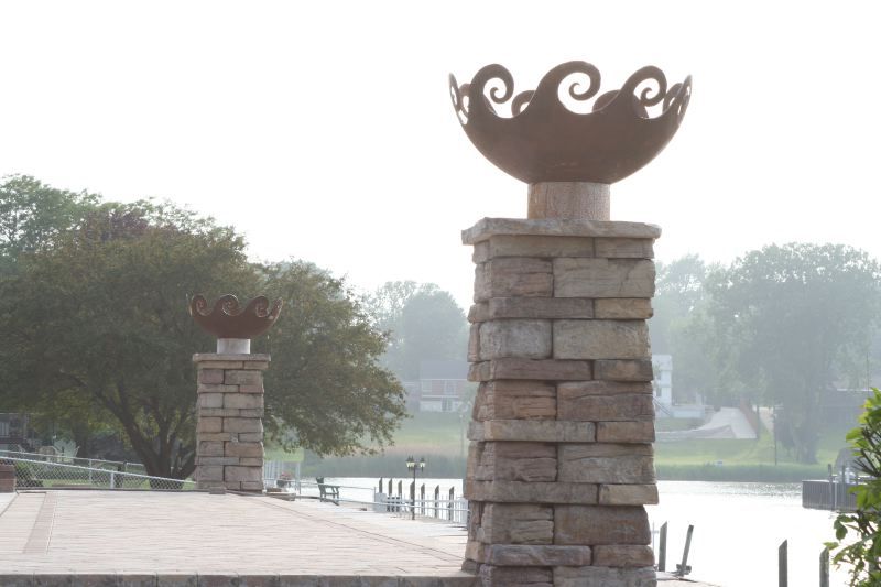 Waves Sculptural Fire Pits on pillars Port Huron, MI