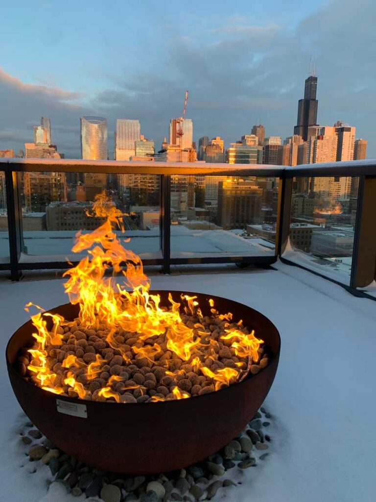 Zen Sculptural Fire Pit On Google Hq Chicago Roof Deck