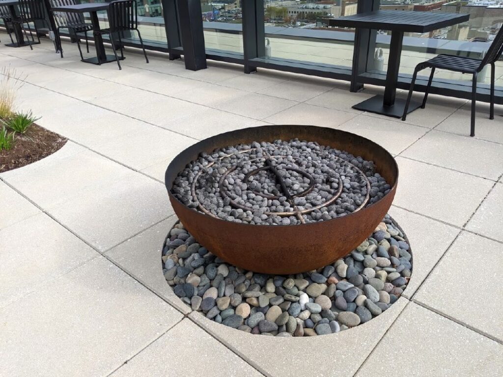 Zen Sculptural Fire PitGoogle HQ Chicago roof deck