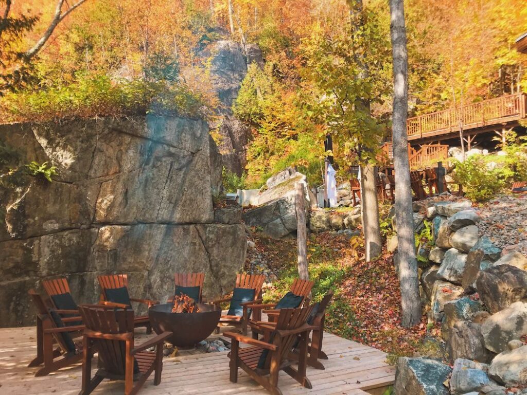 Zen Sculptural Fire Pit at La Source Bains Nordiques, Rawdon, Quebec