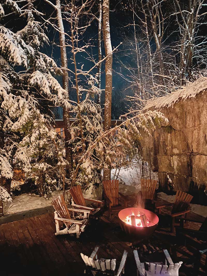 Big Bowl O' Zen Sculptural Fire pit dramatic winter lighting