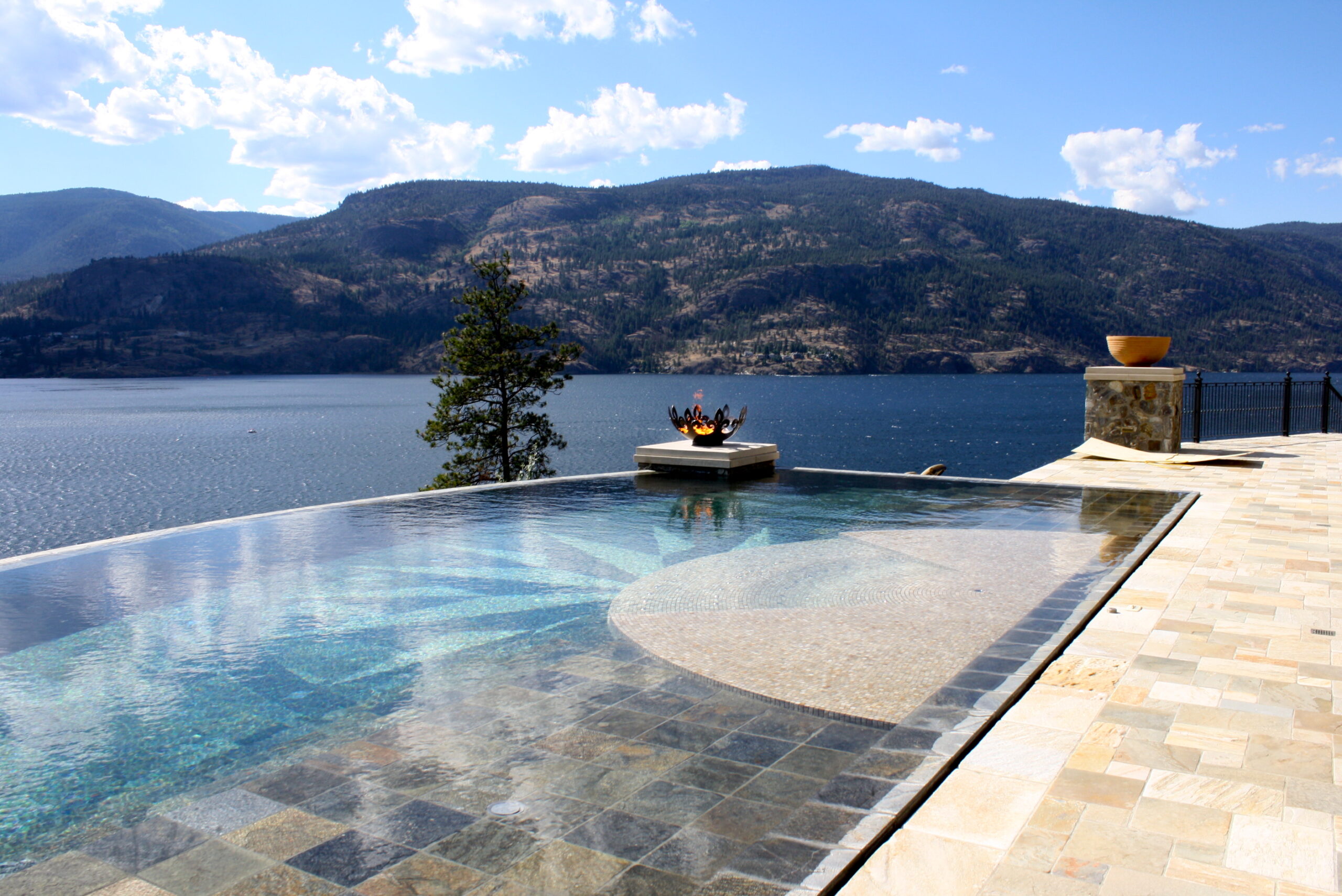 Fiery Fleur-de-lis 37 Inch Sculptural Fire Pit on Lake Okanagan Near Kelowna, BC