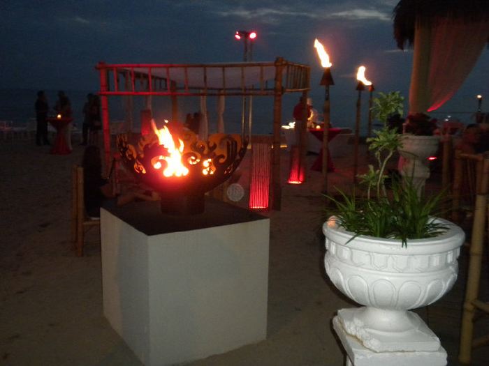 Fire Sculptural Fire Pits at Tiki Beach, Grand Cayman