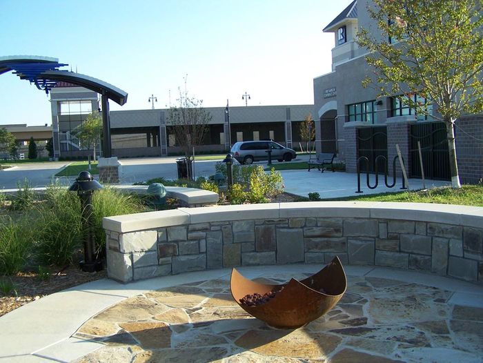 King Isosceles Sculptural Fire Pit at WaterWalk Place in Wichita