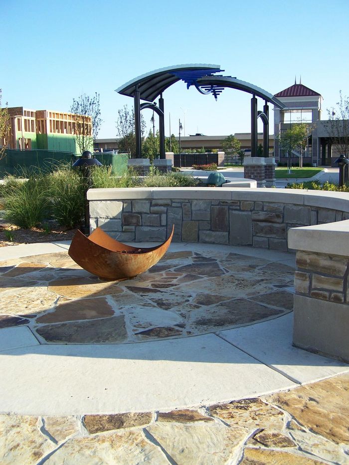 King Isosceles Sculptural Fire Pit at WaterWalk Place in Wichita