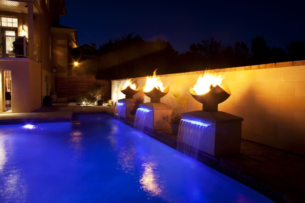 Hudson Valley Fire Pits add drama to pools or fountains