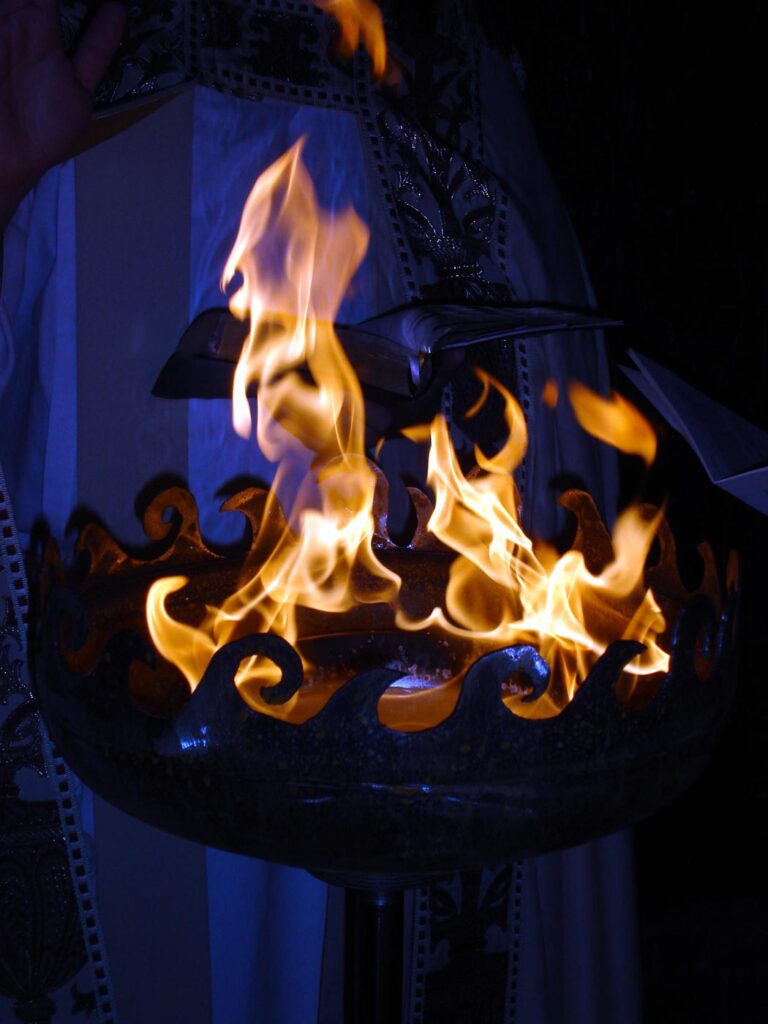 Waves O’ Glory Brazier commissioned by The Episcopal Canterbury Fellowship for use in Easter Vigil